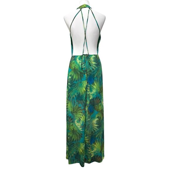 Lulu’s Dress Tropic of Discussion Green Tropical Print Maxi Open Back Size L - Picture 10 of 14